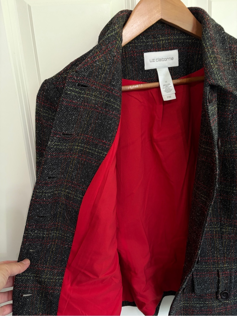Excellent condition vintage Liz Claiborne Gray Plaid Wool Jacket & Skirt size 12 - Picture 6 of 16